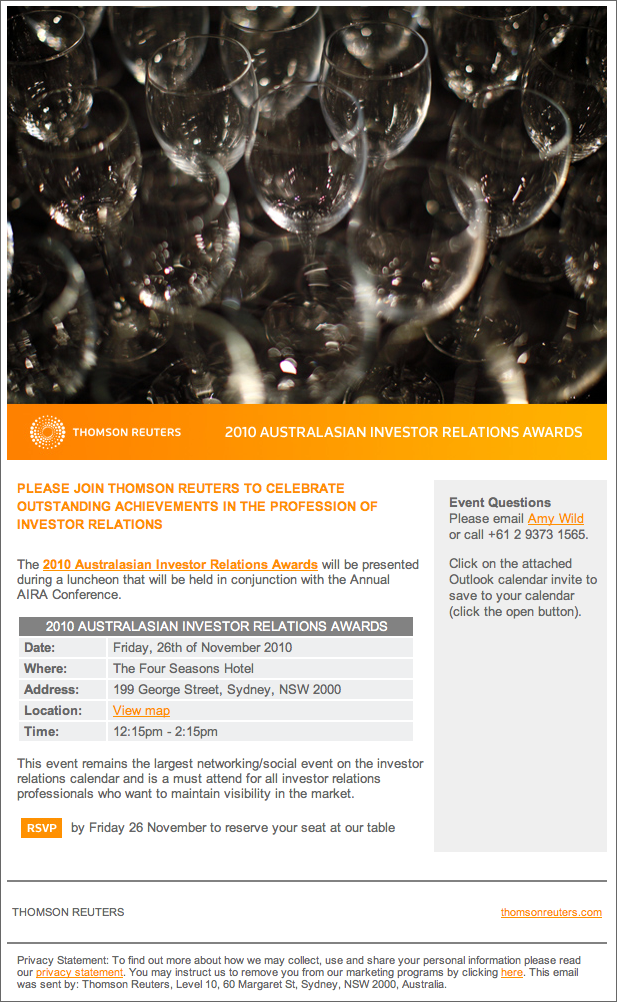 Thomson Reuters Email Invite